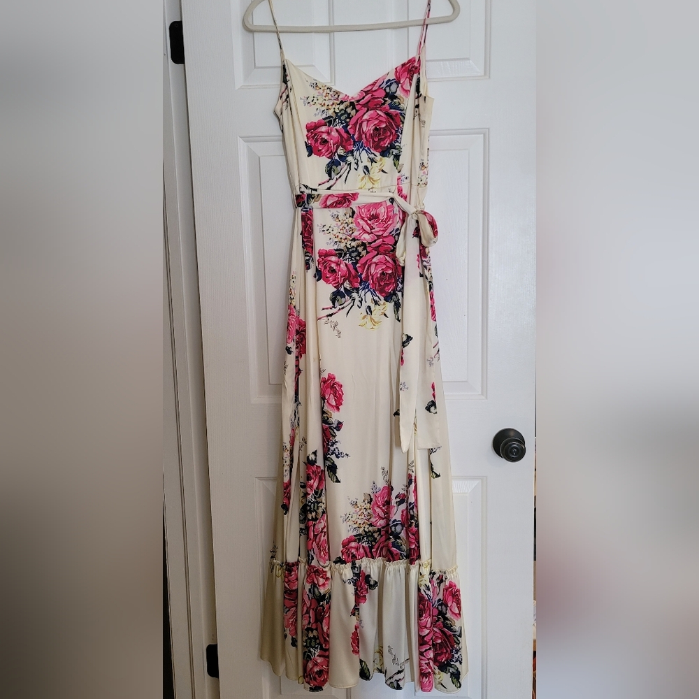 Betsey Johnson floral and cream satin maxi